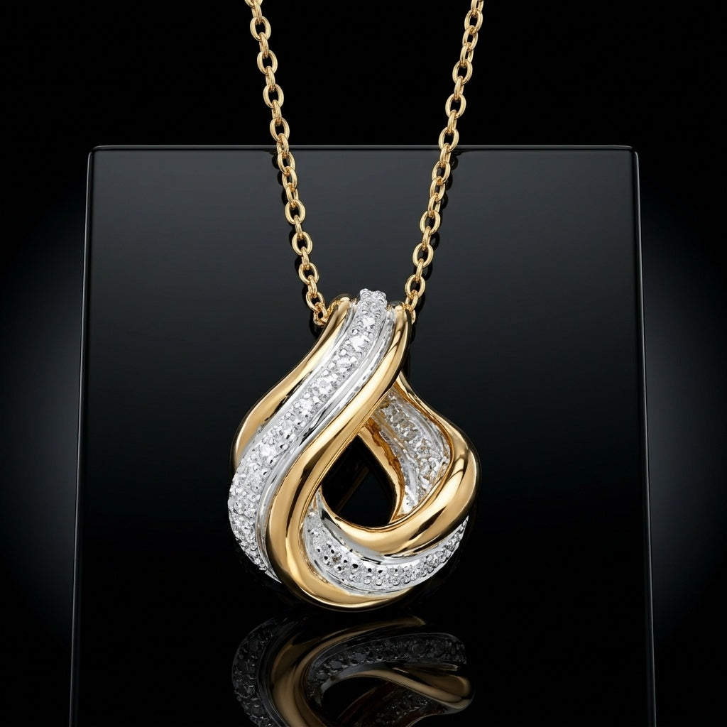 The Eternal Embrace Diamond-Accent Teardrop Twist Pendant