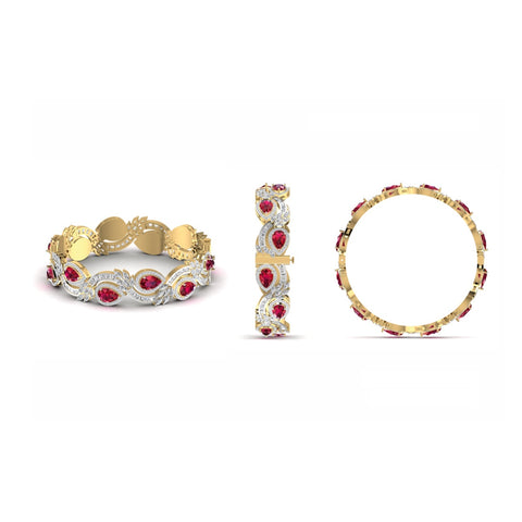 The Flourish Ruby & Diamond Designer Bangle