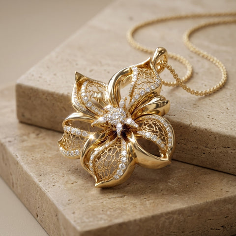 The Golden Aurelia Flower Pendant