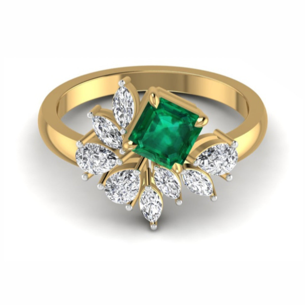 The Lustre Emerald & Diamond Cocktail Ring