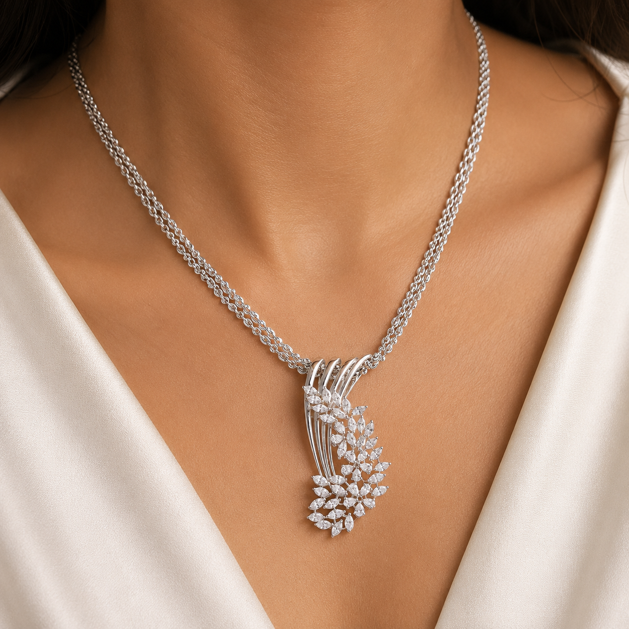 The Whispering Leaves Diamond Pendant