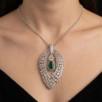 The Imperial Emerald & Diamond Floral Cascade Pendant