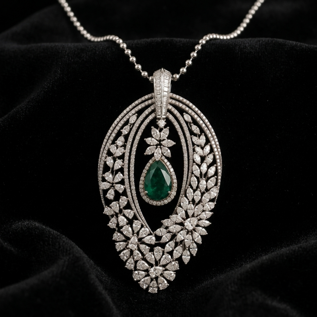 The Imperial Emerald & Diamond Floral Cascade Pendant