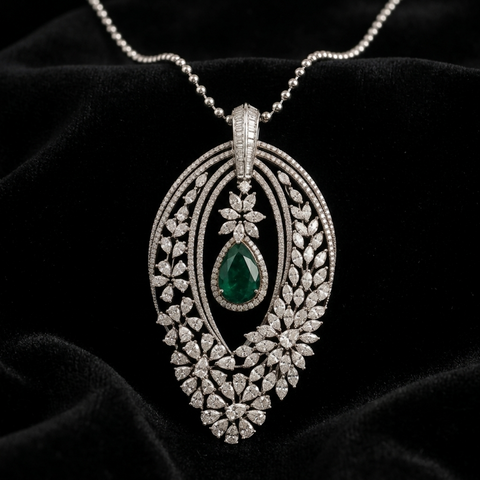 The Imperial Emerald & Diamond Floral Cascade Pendant