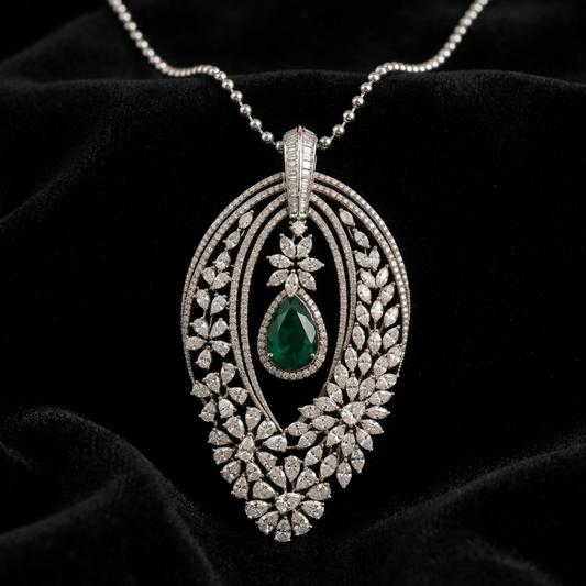 The Imperial Emerald & Diamond Floral Cascade Pendant